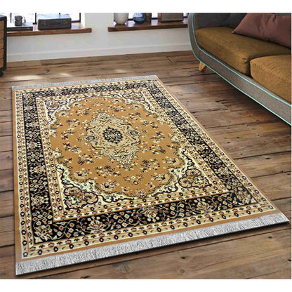 Rugs, (Presto) ICLMH602GOLDC6X8, Gold Color Traditional Carpet-IM15916-72X94 inches