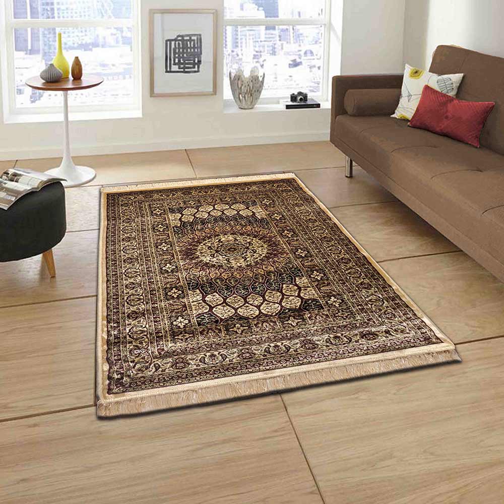 Rugs, (Presto) ICLVI43GOLDC5X7, Gold Traditional Silk Carpet-IM15934-60X84 inches