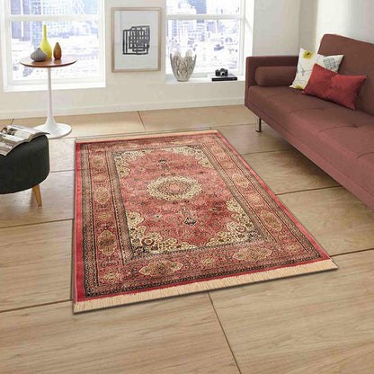 Rugs, (Presto) ICLVI45ORANGEC4X6, Orange Traditional Silk Carpet-IM15938-48X72 inches