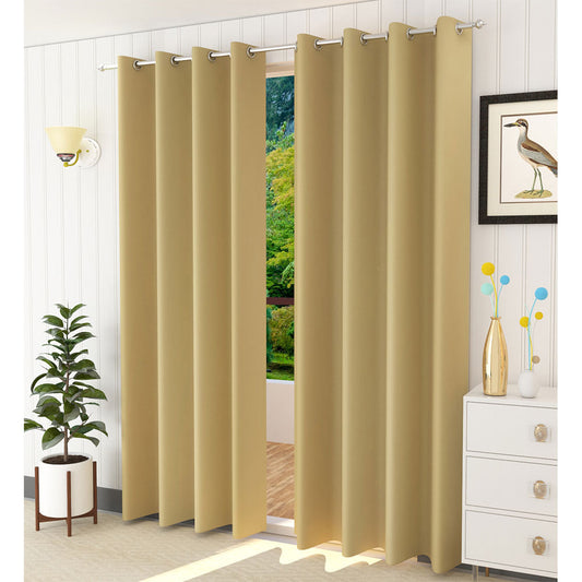Curtain, (Presto) ICBLK03_LD2, Beige colour solid Door curtain Set of 2 , Curtain-IM15945-44X108 inches