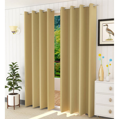 Curtain, (Presto) ICBLK03_D2, Beige colour solid Door curtain Set of 2 , Curtain-IM15945-44X84 inches