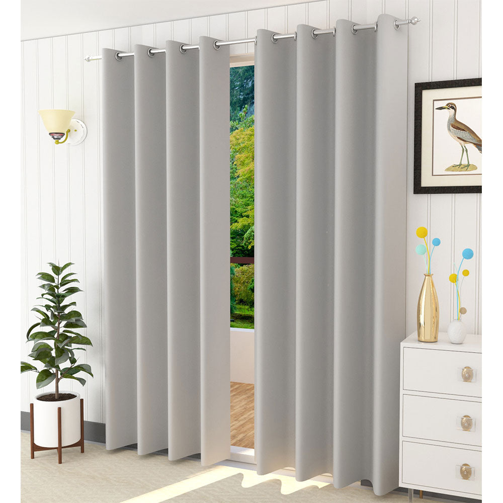 Curtain, (Presto) ICBLK07_D2, Grey colour solid Door curtain Set of 2 , Curtain-IM15946