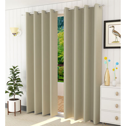 Curtain, (Presto) ICBLK08_D2, Grey colour solid Door curtain Set of 2 , Curtain-IM15947-44X84 inches