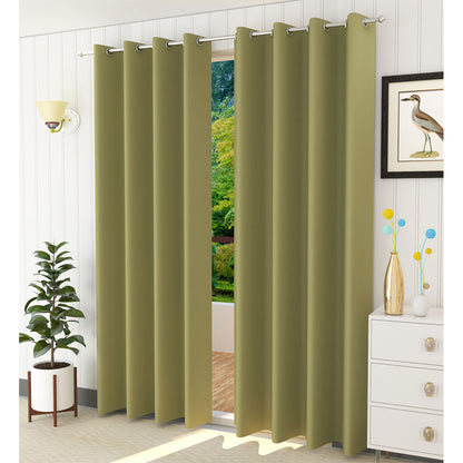 Curtain, (Presto) ICBLK10_D2, Green colour solid Door curtain Set of 2 , Curtain-IM15949-44X84 inches