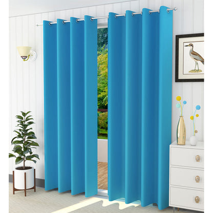 Curtain, (Presto) ICBLK13_LD2, Blue colour solid Door curtain Set of 2 , Curtain-IM15951-44X108 inches