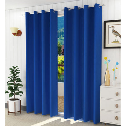 Curtain, (Presto) ICBLK14_D2, Blue colour solid Door curtain Set of 2 , Curtain-IM15952-44X84 inches