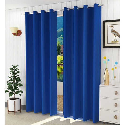 Curtain, (Presto) ICBLK14_W2, Blue colour solid Door curtain Set of 2 , Curtain-IM15952-44X60 inches