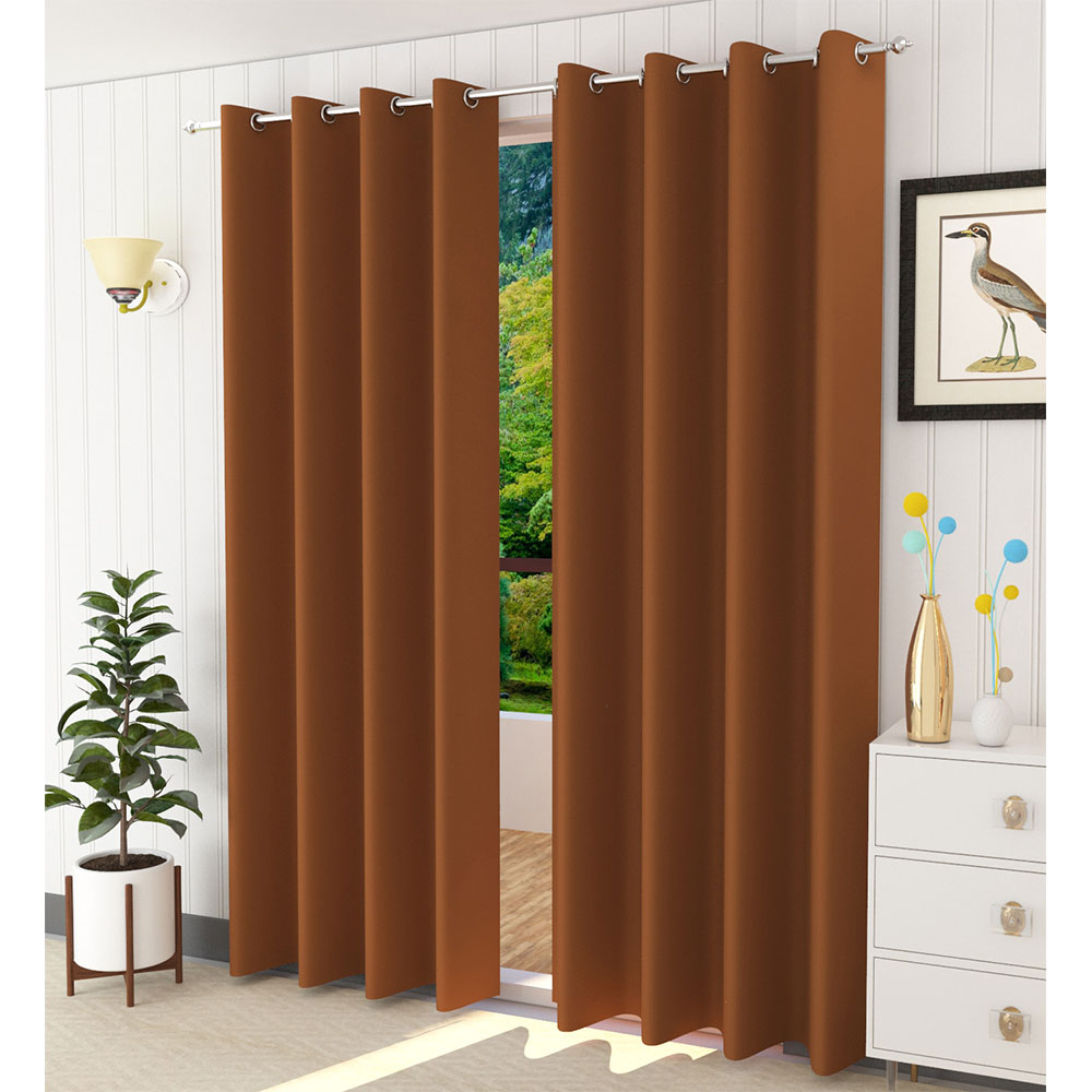 Curtain, (Presto) ICBLK19_LD2, Rust colour solid Door curtain Set of 2 , Curtain-IM15954-44X108 inches