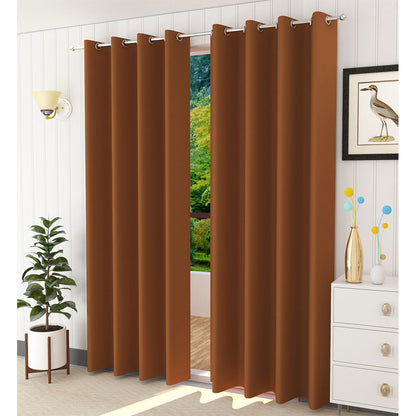 Curtain, (Presto) ICBLK19_W2, Rust colour solid Door curtain Set of 2 , Curtain-IM15954-44X60 inches