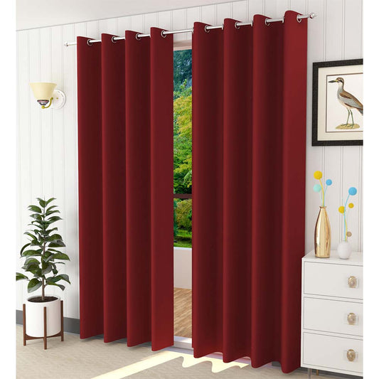 Curtain, (Presto) ICBLK22_W2, Red colour solid Door curtain Set of 2 , Curtain-IM15955-44X60 inches