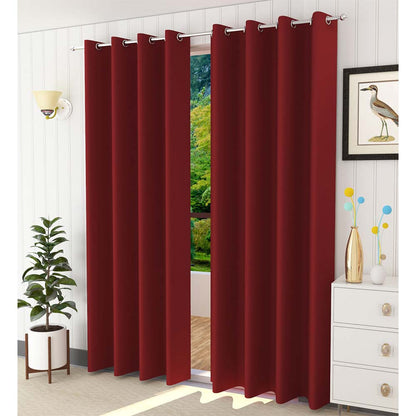 Curtain, (Presto) ICBLK22_D2, Red colour solid Door curtain Set of 2 , Curtain-IM15955-44X84 inches