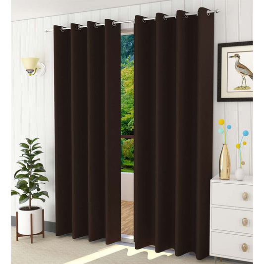 Curtain, (Presto) ICBLK23_LD2, Dark Brown colour solid Door curtain Set of 2 , Curtain-IM15956-44X108 inches