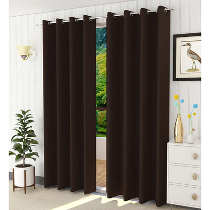 Curtain, (Presto) ICBLK23_D2, Dark Brown colour solid Door curtain Set of 2 , Curtain-IM15956