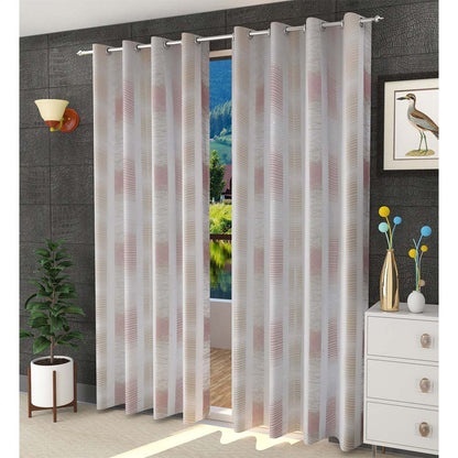 Curtain, (Presto) ICDDM104_LD2, Pink colour Abstract Door curtain Set of 2, Curtain-IM15960-44X108 inches