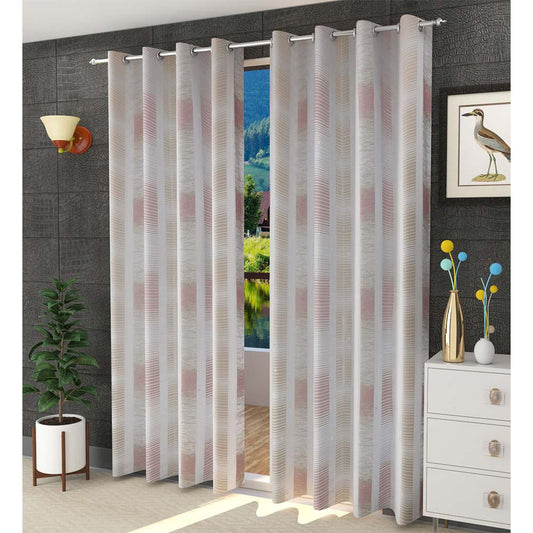 Curtain, (Presto) ICDDM104_LD2, Pink colour Abstract Door curtain Set of 2, Curtain-IM15960-44X108 inches