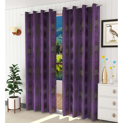 Curtain, (Presto) ICDDM107_LD2, Purple colour Abstract Door curtain Set of 2, Curtain-IM15963-44X108 inches