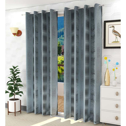 Curtain, (Presto) ICDDM110_LD2, Grey colour Abstract Door curtain Set of 2, Curtain-IM15965-44X108 inches