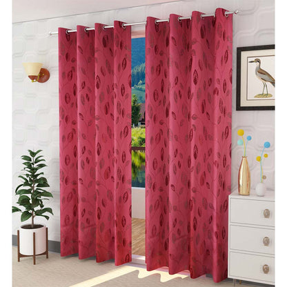 Curtain, (Presto) ICDDM111_LD2, Red colour Abstract Door curtain Set of 2, Curtain-IM15966-44X108 inches