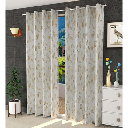 Curtain, (Presto) ICDDM113_LD2, Gold colour Abstract Door curtain Set of 2, Curtain-IM15967-44X108 inches