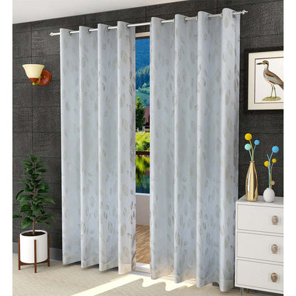 Curtain, (Presto) ICDDM116_D2, White colour Abstract Door curtain Set of 2, Curtain-IM15970-44X84 inches