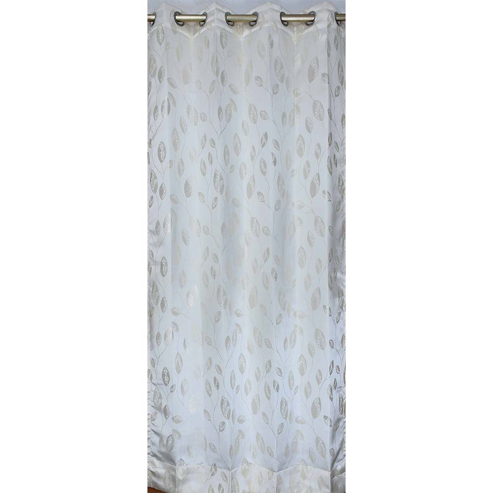 Curtain, (Presto) ICDDM116_LD2, White colour Abstract Door curtain Set of 2, Curtain-IM15970-44X108 inches