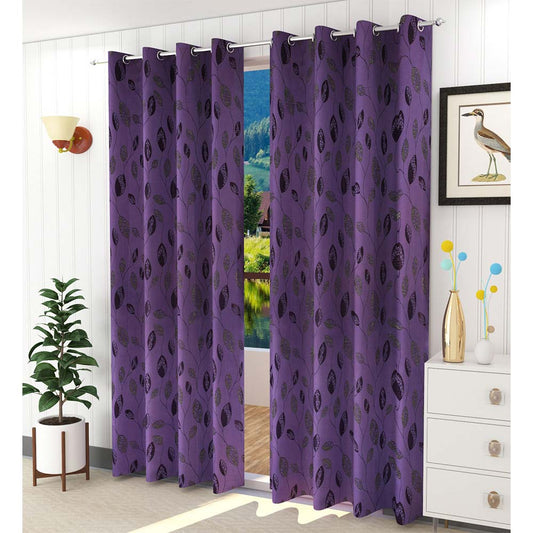 Curtain, (Presto) ICDDM117_LD2, Purple colour Abstract Door curtain Set of 2, Curtain-IM15971-44X108 inches