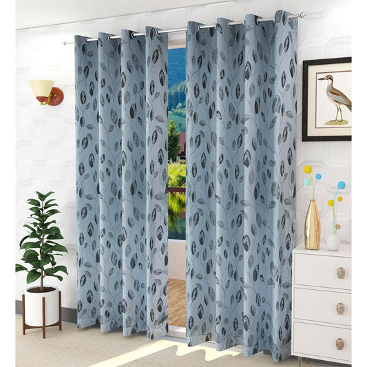 Curtain, (Presto) ICDDM120_LD2, Grey colour Abstract Door curtain Set of 2, Curtain-IM15972-44X108 inches