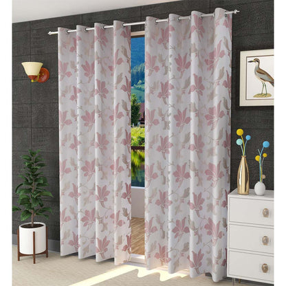 Curtain, (Presto) ICDDM124_LD2, Pink colour Abstract Door curtain Set of 2, Curtain-IM15974-44X108 inches