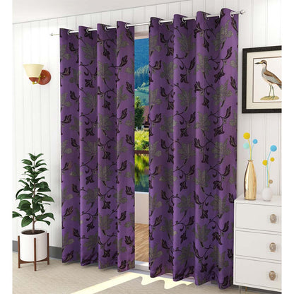 Curtain, (Presto) ICDDM127_LD2, Purple colour Abstract Door curtain Set of 2, Curtain-IM15976-44X108 inches