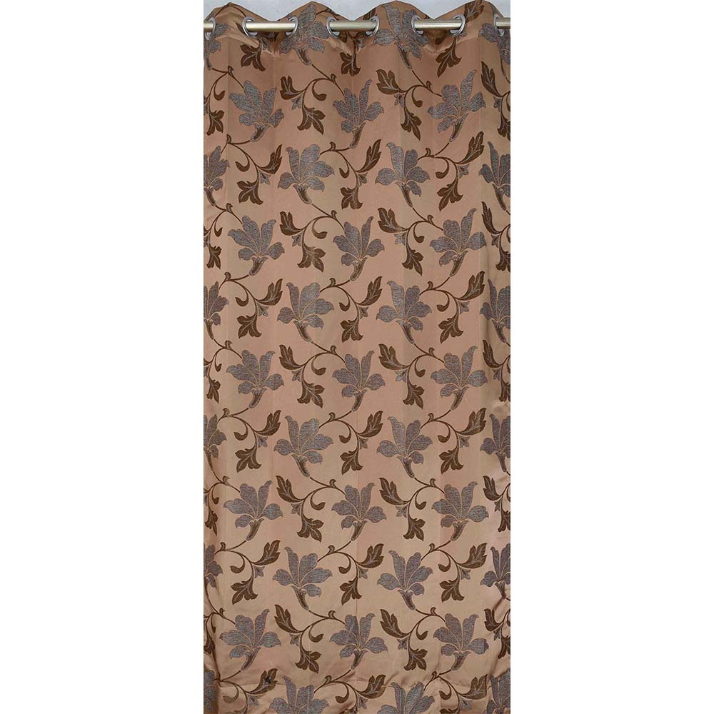 Curtain, (Presto) ICDDM128_D2, Brown colour Abstract Door curtain Set of 2, Curtain-IM15977