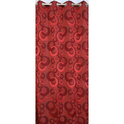 Curtain, (Presto) ICGGL111_LD2, Red colour Floral curtain Set of 2, Curtain-IM15981-44X108 inches