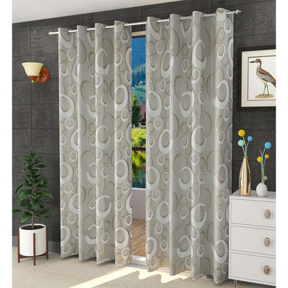 Curtain, (Presto) ICGGL113_D2, Beige Color Floral Curtain 44 X 84 inches, Curtain-IM15982