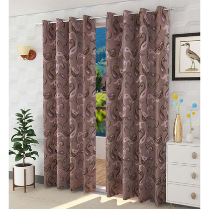 Curtain, (Presto) ICGGL124_LD2, Pink colour Abstract Door curtain Set of 2, Curtain-IM15988-44X108 inches