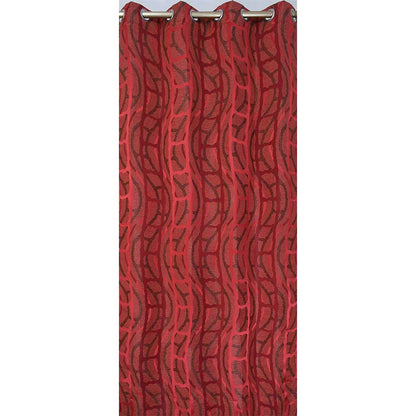 Curtain, (Presto) ICGGL131_LD2, Red colour Abstract Door curtain Set of 2, Curtain-IM15992-44X108 inches