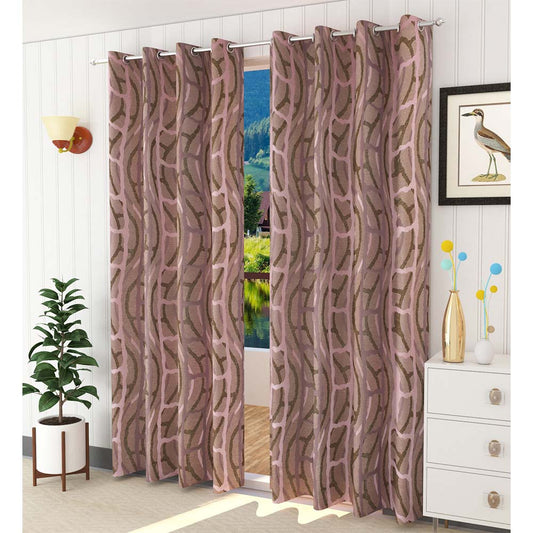 Curtain, (Presto) ICGGL134_LD2, Pink colour Abstract Door curtain Set of 2, Curtain-IM15994-44X108 inches