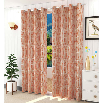 Curtain, (Presto) ICGGL136_LD2, Rust colour Abstract Door curtain Set of 2, Curtain-IM15996-44X108 inches