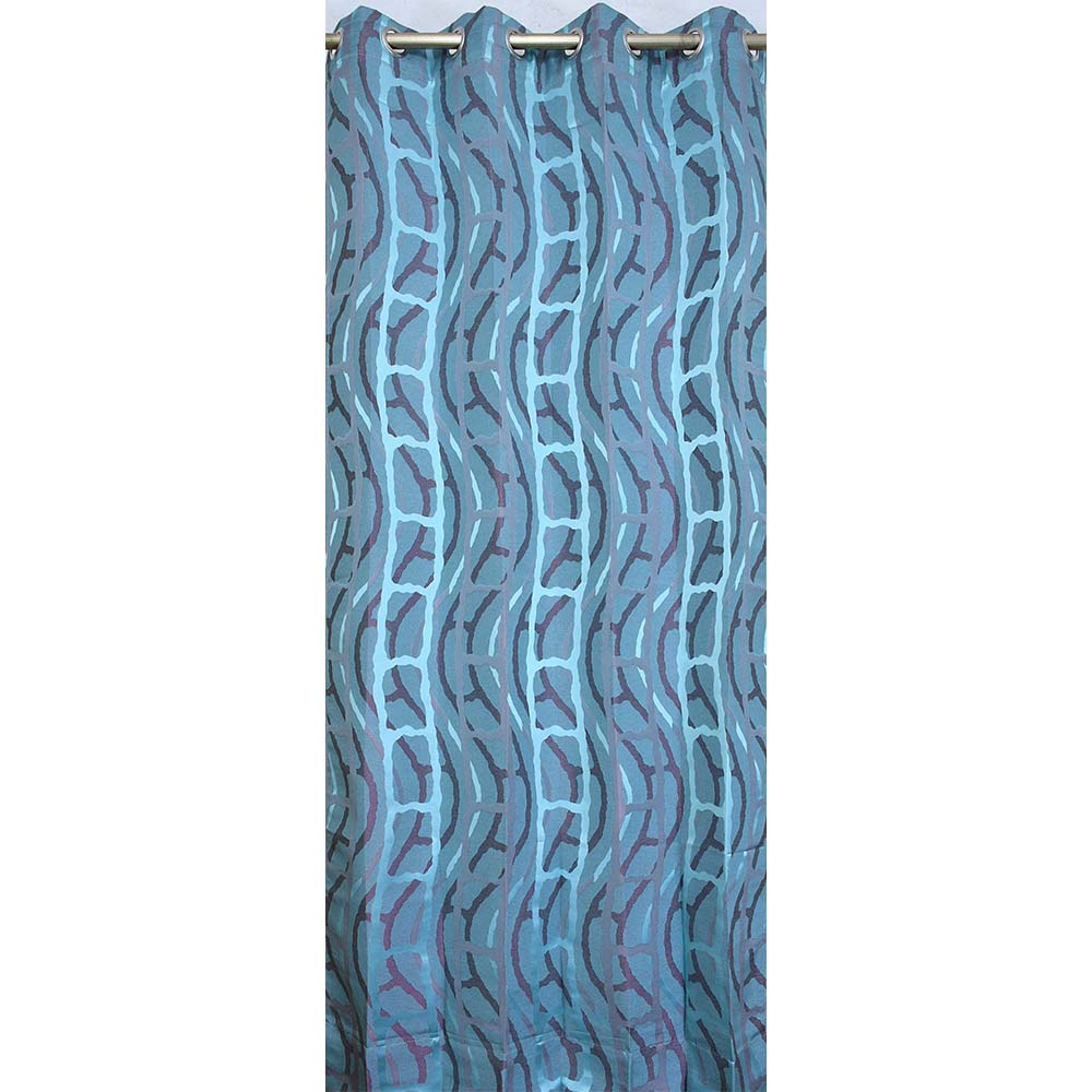 Curtain, (Presto) ICGGL139_LD2, Blue colour Abstract Door curtain Set of 2, Curtain-IM15998-44X108 inches