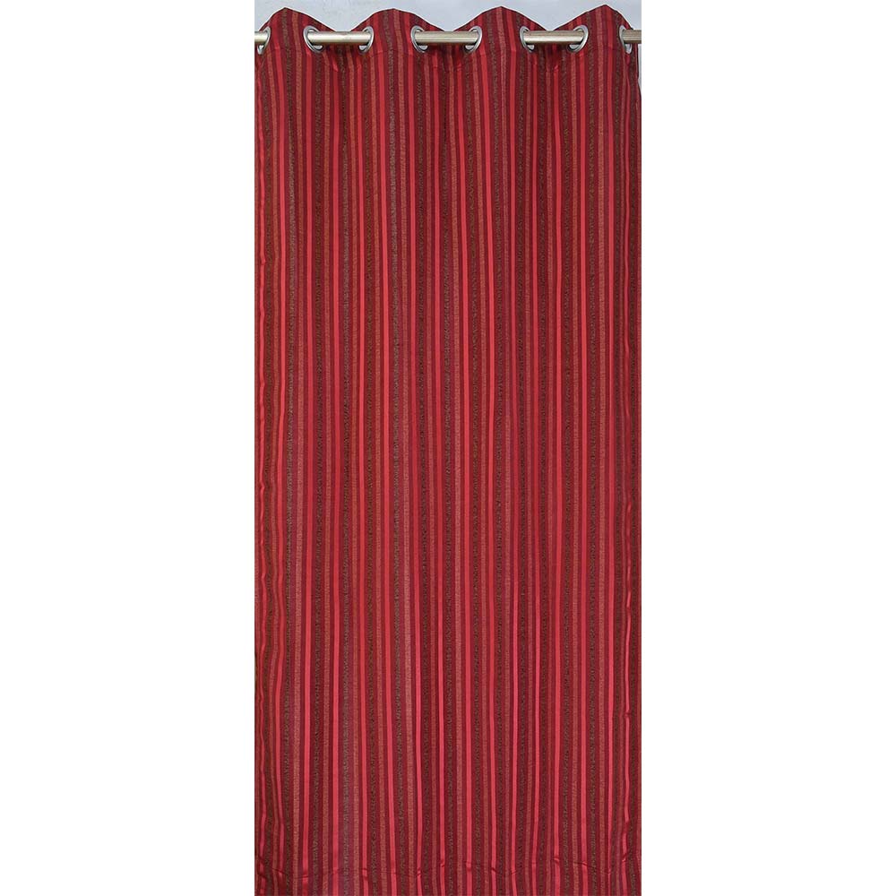 Curtain, (Presto) ICGGL141_LD2, Red Color Striped curtain Set of 2, Curtain-IM15999-44X108 inches