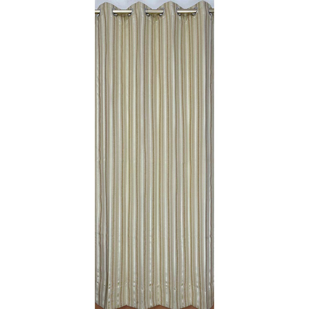 Curtain, (Presto) ICGGL143_D2, Beige Color Striped Door curtain Set of 2, Curtain-IM16000-44X84 inches