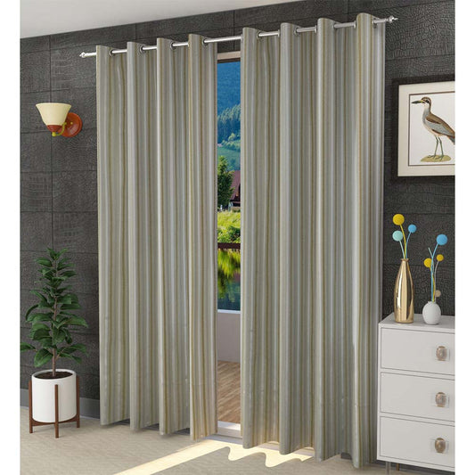 Curtain, (Presto) ICGGL148_LD2, Gold colour Striped Door curtain Set of 2, Curtain-IM16004-44X108 inches