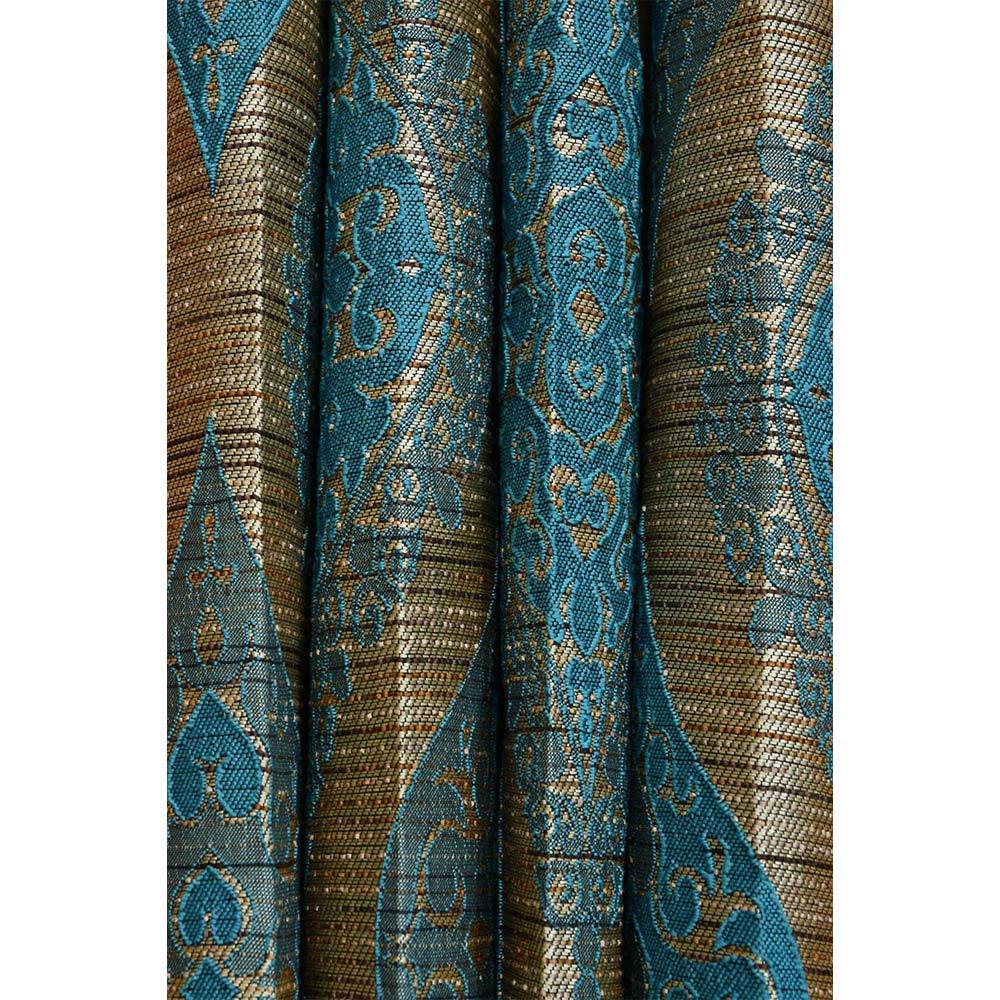Curtain, (Presto) ICGGP1529_D2, Aqua colour Abstract Door curtain Set of 2, Curtain-IM16006