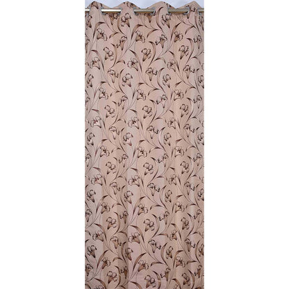 Curtain, (Presto) ICKKB202_D2, Brown colour Floral Jacquard Door curtain Set of 2, Curtain-IM16009