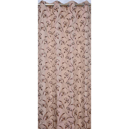 Curtain, (Presto) ICKKB202_D2, Brown colour Floral Jacquard Door curtain Set of 2, Curtain-IM16009-44X84 inches