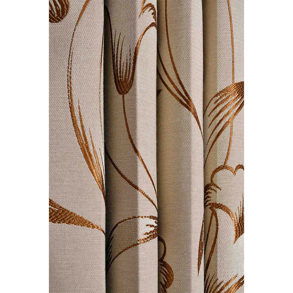 Curtain, (Presto) ICKKB203_D2, Gold colour Floral Jacquard Door curtain Set of 2, Curtain-IM16010-44X84 inches