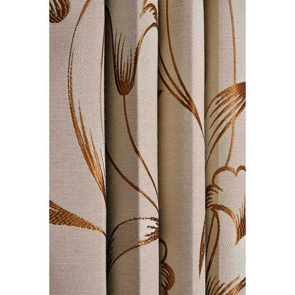 Curtain, (Presto) ICKKB203_D2, Gold colour Floral Jacquard Door curtain Set of 2, Curtain-IM16010-44X84 inches