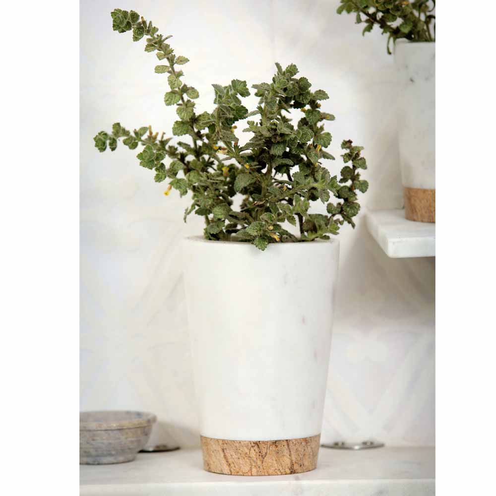 Table Accessory(MPL0001), Big White & Brown Glass Marble Planter, Planter - IM16021