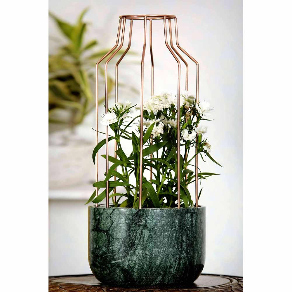 Table Accessory(MPL0009), Green Marble Base with Copper Metal Mesh Planter, Planter - IM16025