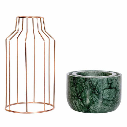 Table Accessory(MPL0009), Green Marble Base with Copper Metal Mesh Planter, Planter - IM16025