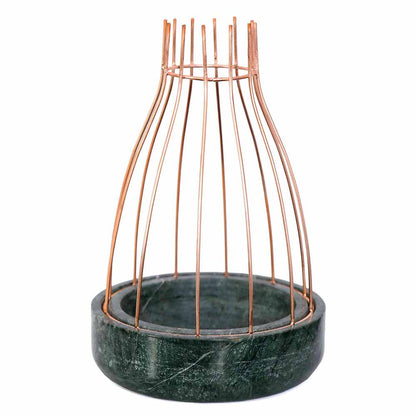 Table Accessory(MPL0017), Green Marble Base with Gold Metal Web Planter, Planter - IM16030