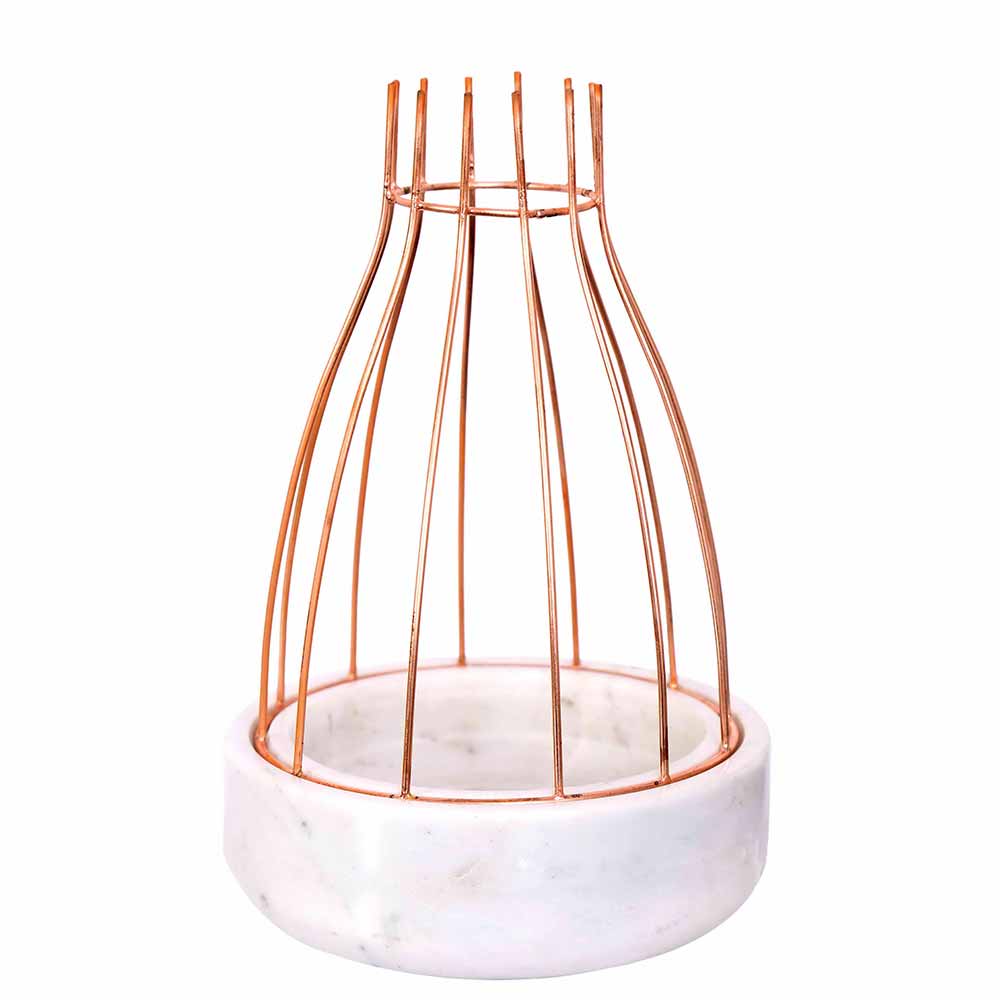 Table Accessory(MPL0021), White Marble Base with Copper Metal Web Planter, Planter - IM16033